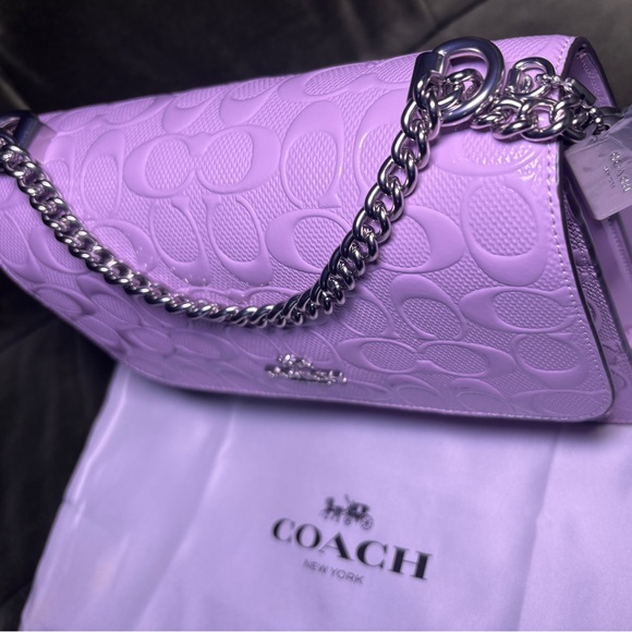 NWT Coach Klare Crossbody Lilac Embossed Signature Chain Shoulder Bag - Picture 10 of 11